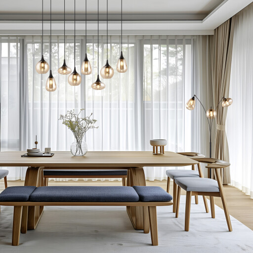 Lustra Lumina, TRIO, 115x20x150 cm, 40W, 8x E14, metal, negru mat