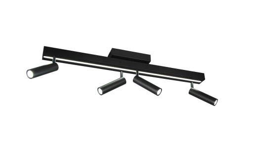 Plafoniera Zeno, TRIO, 133x8.5x15 cm, 5.5W, 12W, 4x SMD, 1x SMD, metal, negru mat