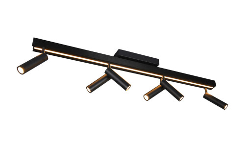 Plafoniera Zeno, TRIO, 180x8.5x15 cm, 5.5W, 18W, 6x SMD, 1x SMD, metal, negru mat