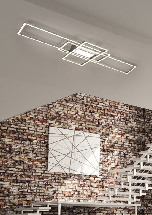 Plafoniera Irvine, TRIO, 105x42x6.5 cm, 60W, 1x SMD, metal, argintiu mat