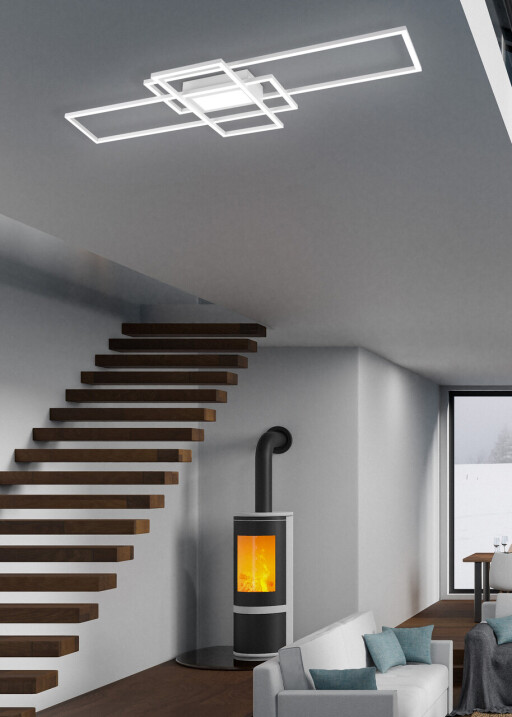 Plafoniera Irvine, TRIO, 105x42x6.5 cm, 60W, 1x SMD, metal, alb mat