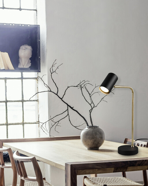 Lampa de masa Marley, TRIO, 12x25x45 cm, 5W, 1x GU10, metal, bronz mat/negru