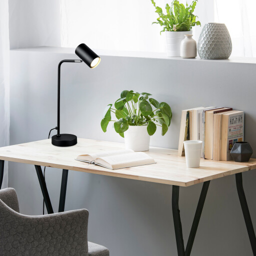 Lampa de masa Marley, TRIO, 12x25x45 cm, 5W, 1x GU10, metal, negru mat