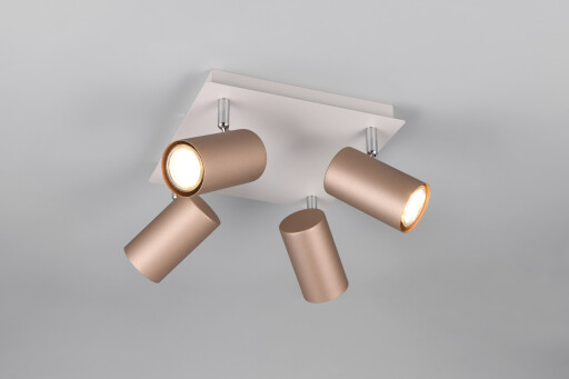 Plafoniera Marley, TRIO, 24x24x15 cm, 35W, 4x GU10, metal, alb/bronz