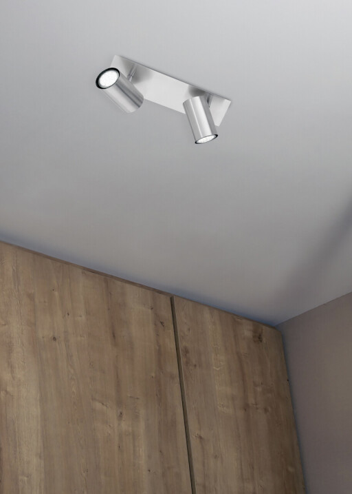 Plafoniera Marley, TRIO, 30x9x15 cm, 35W, 2x GU10, metal, argintiu mat