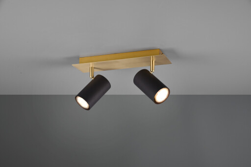 Plafoniera Marley, TRIO, 30x9x15 cm, 35W, 2x GU10, metal, negru/auriu