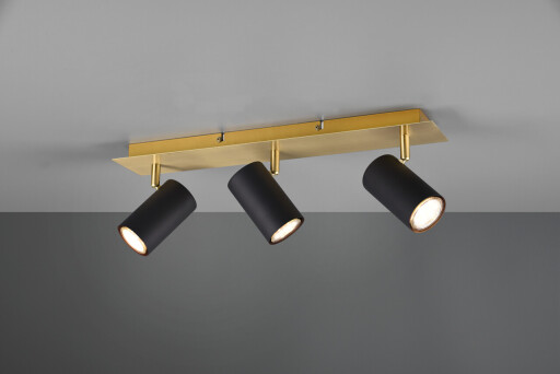 Plafoniera Marley, TRIO, 48x9x15 cm, 35W, 3x GU10, metal, negru/auriu