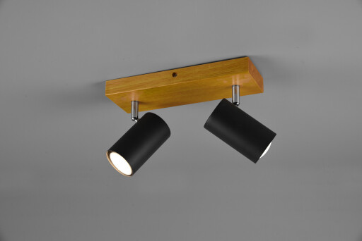 Plafoniera Marley, TRIO, 26x9x16 cm, 35W, 2x GU10, metal, negru mat/natur