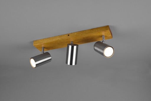 Plafoniera Marley, TRIO, 44x9x16 cm, 35W, 3x GU10, metal, argintiu mat/natur