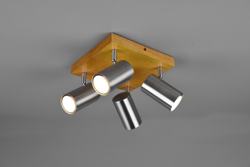 Plafoniera Marley, TRIO, 22x22x16 cm, 35W, 4x GU10, metal, argintiu mat/natur