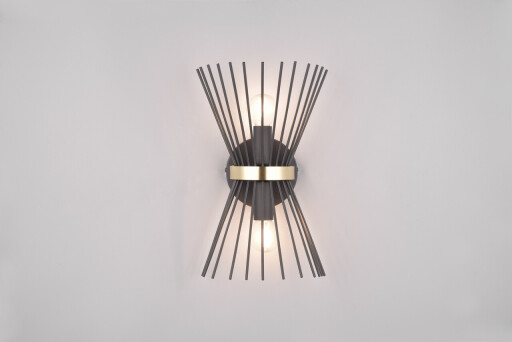 Aplica de perete Rod, RL, 21x13x31 cm, 40W, 2x E14, metal, negru/auriu