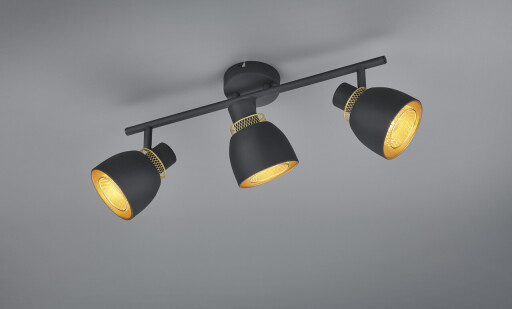 Plafoniera Punch, RL, 45.5x10x20 cm, 10W, 3x E14, metal, negru mat