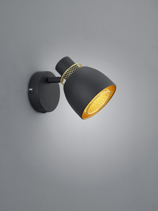 Aplica de perete Punch, RL, 10x17x14 cm, 10W, 1x E14, metal, negru mat