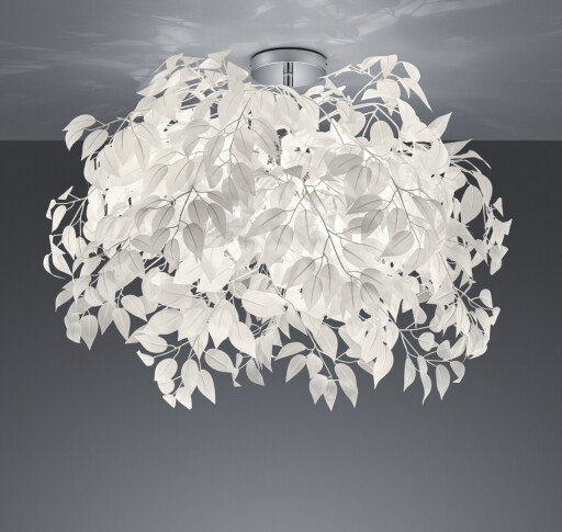 Plafoniera Leavy, RL, 70x73 cm, 28W, 3x E14, metal, alb/argintiu