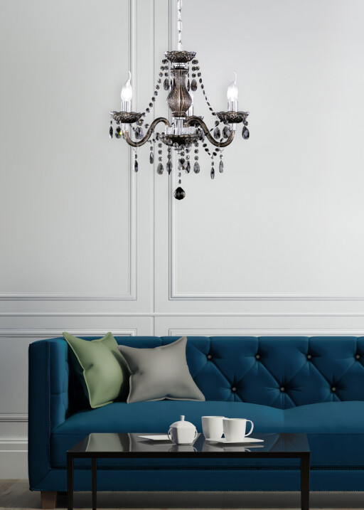 Candelabru Luster, RL, 46x150 cm, 40W, 3x E14, metal, maro rustic/negru