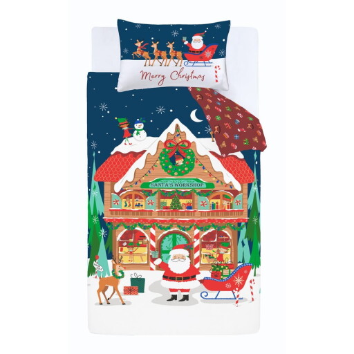 Lenjerie de pat pentru pat dublu 200x200 cm Santa's Workshop – Catherine Lansfield