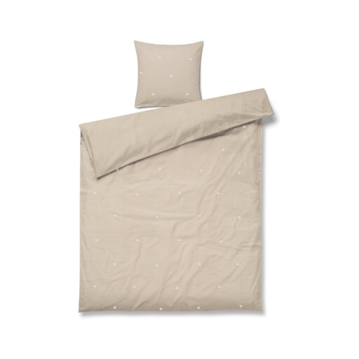 Lenjerie de pat bej din bumbac percal pentru pat de o persoană 140x200 cm Daisy – JUNA