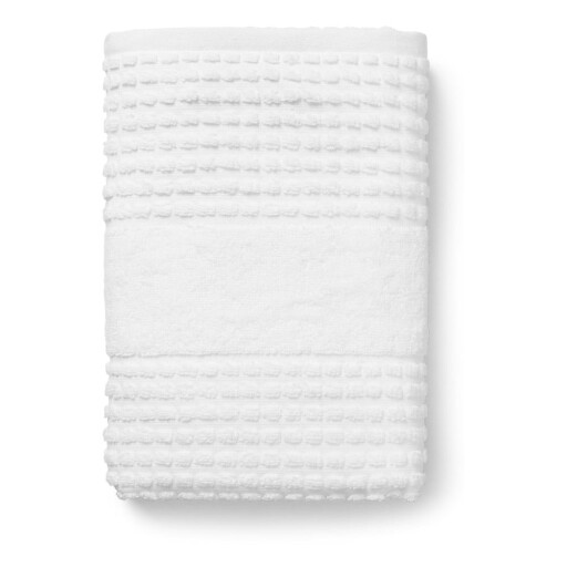 Prosop alb din bumbac organic din frotir 50x100 cm Check – JUNA