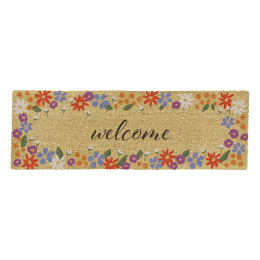 Covoraș de intrare din fibre de nucă de cocos 40x120 cm Welcome Floral – Artsy Doormats