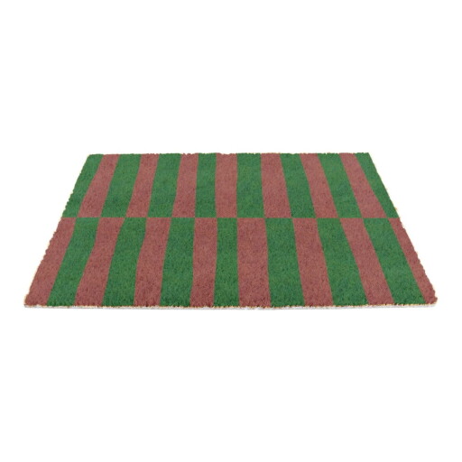 Covoraș de intrare din fibre de nucă de cocos 40x60 cm Pink & Green Half Stripes – Artsy Doormats