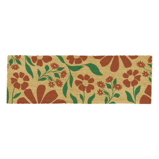 Covoraș de intrare din fibre de nucă de cocos 40x120 cm Red & Green Floral – Artsy Doormats