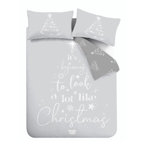 Lenjerie de pat gri pentru pat dublu, extinsă 230x220 cm A Lot Like Christmas – Catherine Lansfield