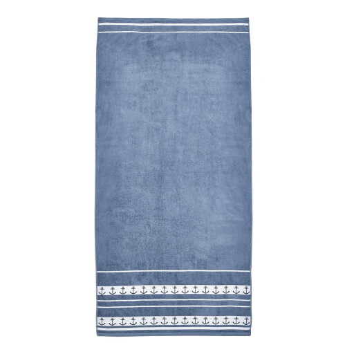 Prosop de plajă albastru din bumbac 90x180 cm Anchors – Catherine Lansfield