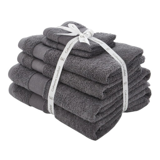 Prosoape de baie gri-închis 6 buc. din bumbac din frotir Anti-Bacterial – Catherine Lansfield