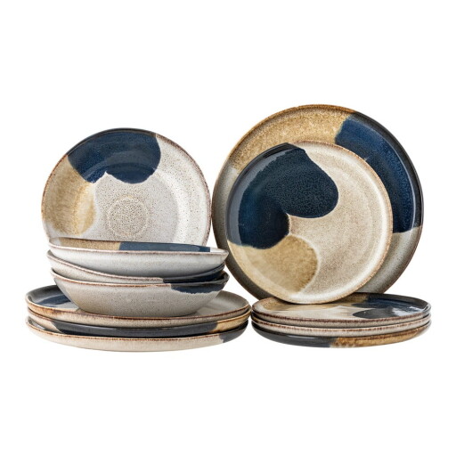 Serviciu de masă 12 buc. din gresie Jules – Bloomingville