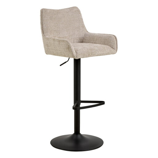 Scaun de bar bej cu înălțime ajustabilă, cu cotiere (înălțime șezut 85 cm) Eddie – Actona