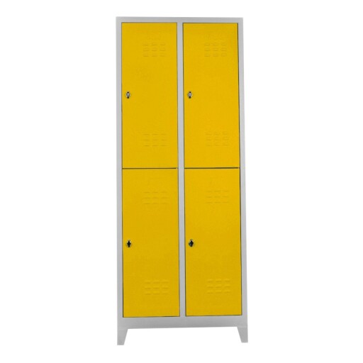 Dulap de depozitare cu incuietoare, Shelvoria, Js1026Sa, 67x200x37 cm, Otel, Gri / Galben