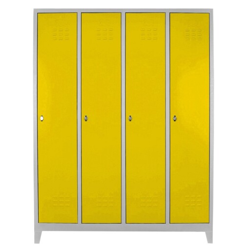 Dulap de depozitare cu incuietoare, Shelvoria, Js1029Sa, 128x185x37 cm, Otel, Gri / Galben