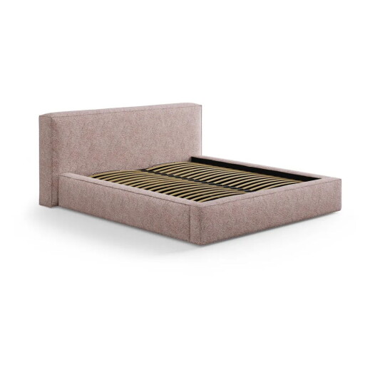Pat matrimonial roz deschis tapițat cu spațiu de depozitare cu somieră 160x200 cm Simon Olivia – Micadoni