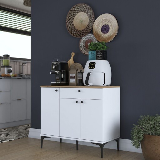 Dulap de bucatarie, Rani, JE194, PAL, Nuc/Alb