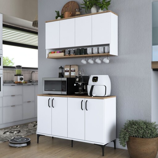 Dulap de bucatarie, Rani, JE204, 120x140 cm, PAL, Nuc/Alb