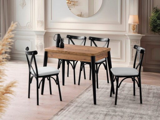 Masa extensibila, Nmobb, Dolunay, 100x75x60 cm, PAL, Maro