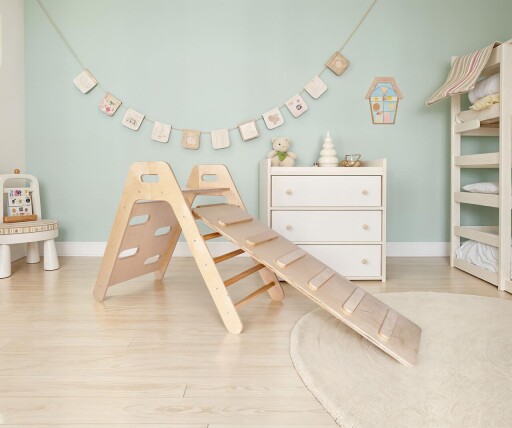 Set triunghi de catarare Pikler, Hanah Home, BLTYZ-AKTV058, Stejar