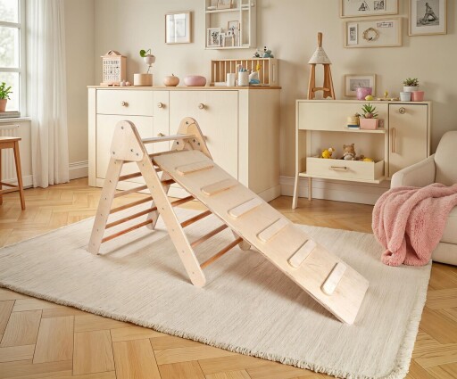 Set triunghi de catarare Pikler, Hanah Home,  BLTYZ-AKTV0148, Stejar