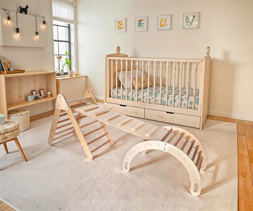 Set triunghi de catarare Pikler, Hanah Home, BLTYZ-AKTV0149, Stejar