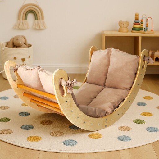 Triunghi de catarare Pikler, Hanah Home, BLTYZ-AKTV041, Stejar / Bej