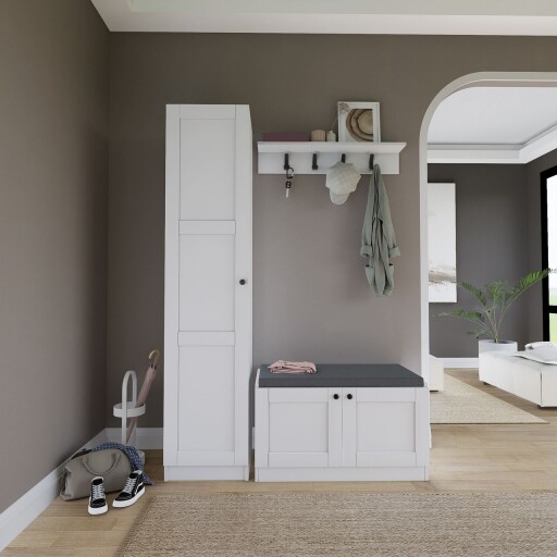 Cuier cu pantofar, Miwood, Lucas 1600-54, PAL, Alb