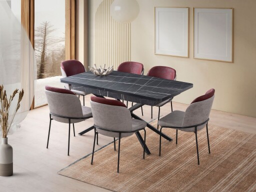 Masa extensibila, Nmobb, Falcon, 160x79x90 cm, PAL, Alb/Negru