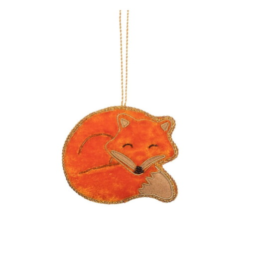 Ornament de Crăciun lucrat manual din material textil 7 cm Sleeping Fox – Sass & Belle