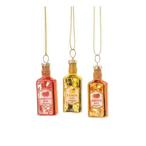 Ornamente de Crăciun lucrate manual 3 buc. din sticlă ø 3 cm Gin Bottle – Sass & Belle