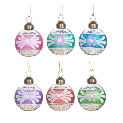 Globuri de Crăciun lucrate manual 6 buc. din sticlă ø 5 cm Vintage Handpainted – Sass & Belle