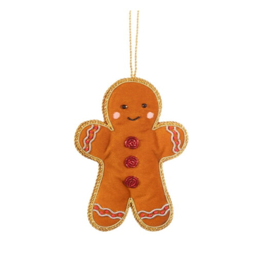 Ornament de Crăciun lucrat manual din material textil 10 cm Gingerbread – Sass & Belle