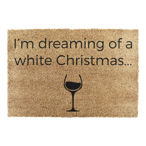 Covoraș de intrare din fibre de nucă de cocos 40x60 cm cu model de Crăciun White Wine Christmas – Artsy Doormats