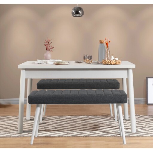 Set masa si 2 banci, Vella, Costa 1053, PAL, Alb / Antracit