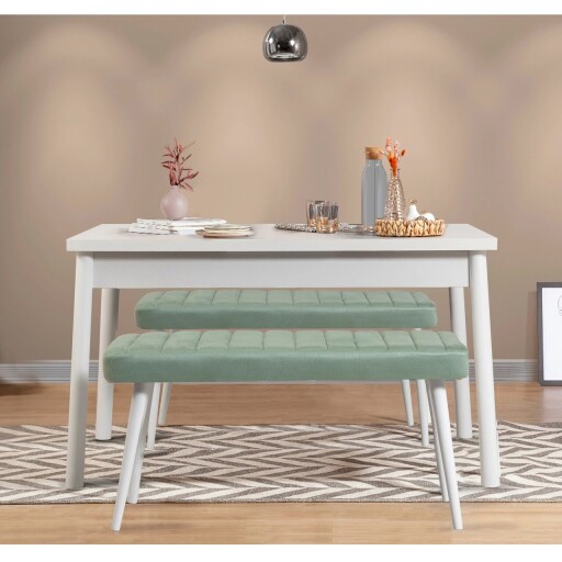 Set masa si 2 banci, Vella, Costa 0400, PAL, Alb/Verde