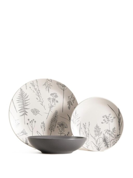 Serviciu de masa 18 piese Bari, Homla, gresie, alb/gri